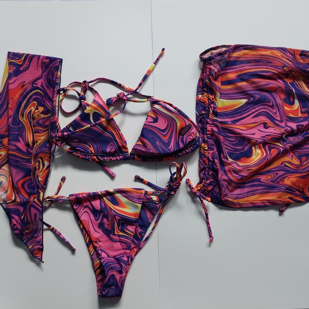 Bikini women's set skirt‎ summer tie Dye size M - Picture 4 of 12